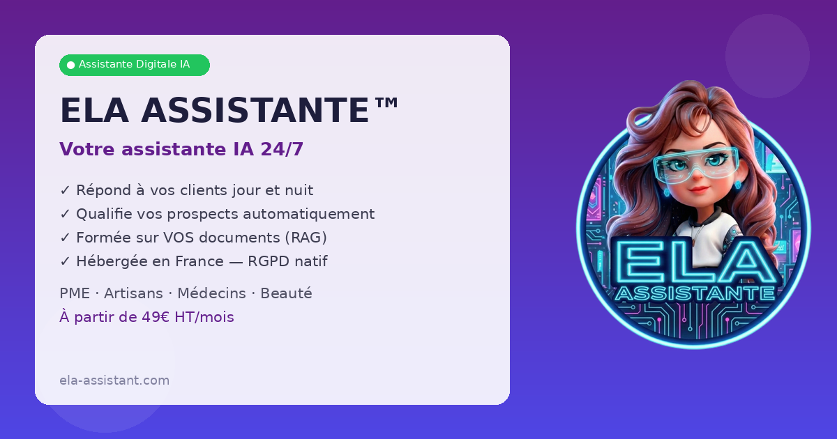 ELA ASSISTANTE®, Assistante IA 24/7 pour PME et Professions